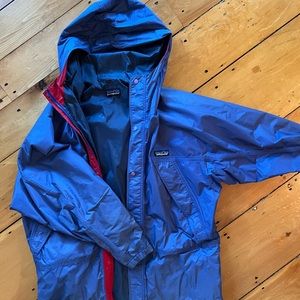 Patagonia blue rain jacket. Kids size large.